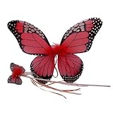 Red Monarch Butterfly Wing & Wand Set