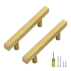 Ravinte 5 Pack Gold Cabinet Handles 3 Inch Brushed
