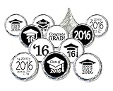 Class of 2016 Graduation Stickers for Hershey Kisses, Set of 324 (Black and White)