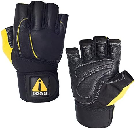 UCgym Workout Gloves with Wrist Wrap - Great for Gym, Weight Lifting, Crossfit, Cycling (Large)