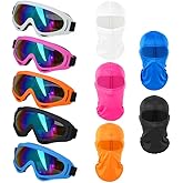 Ukontagood 5 Pcs Motorcycle Goggles with 5 Pcs Balaclava Masks, UV Protection Tactical Masks Riding Snowboard Goggles for Adult Men Women Youth