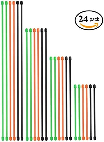 Elifunz Reusable Rubber Gear Twist Ties- Cable Manager and Cord Keeper for Travel-Organize Electronics, Tech Gadgets, TV, Computer and Backpack (24 PCS, 6 inch,9 inch,12 inch,15 inch)