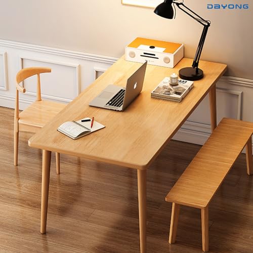 DAYONG Wood Dining Table,Kitchen Dinner Table with Soild Wooden Legs, Modern Rectangle Table for Home Study Office Restaurant Party(Wood, 120 * 60 * 75CM)