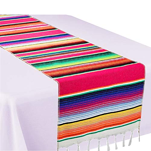 Aulufft 2 Pack Mexican Table Runner 14 x 108 Inches Serape Blanket