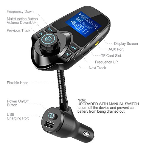 Nulaxy 2017 Wireless InCar Bluetooth FM Transmitter Radio Adapter Car