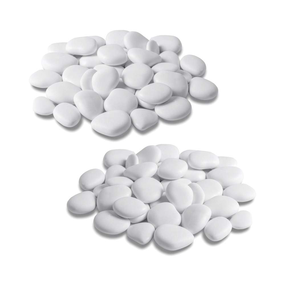 RE-Pubbles - Recycled Plastic Decorative Stones for Pots, Gardens, Aquariums, Terrariums and Scale Models - 2 Small Packs Bianco