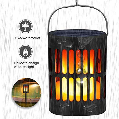 Bebrant Solar Flame Lanterns Flickering Flames Solar Torch Lights Outdoor Hanging Lanterns Solar Powered and USB Charging Solar Lantern Waterproof Decoration Lighting Dusk to Dawn Auto On/Off (4 Pack) - Thumbnail 4