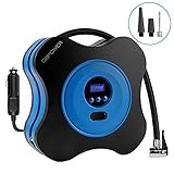 DBPOWER Digital Tire Inflator with Digital Pressure Gauge, DC 12V Air Compressor Pump with 3 High Air Flow Nozzles & Adaptors for Cars, Bicycles and Basketballs