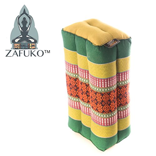 Zafuko Yoga, Meditation, Kundalini and Pilates Cushion (Zafu) Block, Bolster, Floor Pillow, Prop 100% Organic Kapok Fiber Filling – Small Block (Double Green) - Thumbnail 2