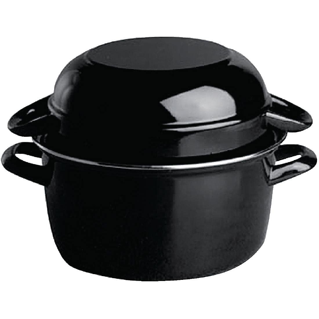 Olympia CF269 Mussel Pot 0.5kg 140mm Stainless Steel Black Stockpot Saucepan Cookware