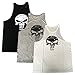 GZXISI Mens Skull Print Stringer Bodybuilding Gym Tank Tops Workout Fitness Vest 3 Pack (3 Pack:Black,Gray,White, Large)