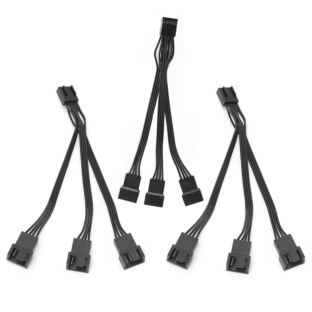 PC Chassis Fan Splitter Extension Cable, 1 to 3 PWM Fan Tinned Copper Splitter Compatible with 4 Pin PC Cooling Fans (3 Pack)