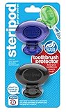 Steripod Clip-on Toothbrush Protector (2-Pack Violet & Black Pearl) I Protects Against Soap, Dirt and Hair I For Travel, Home, Camping