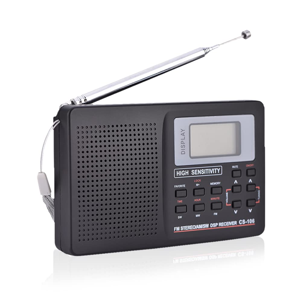 FM/AM/SW/LW/TV Sound Stereo Full Frequency Receiver Receiving Radio, TV Sound Radio with Clock and Alarm Function, Automatic Backlight Full Frequency Receiving Radio, Portable AM Radio