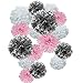 Paper Flower Tissue Pom Poms Baby Shower Party Supplies (silver,pink,white,18pc)