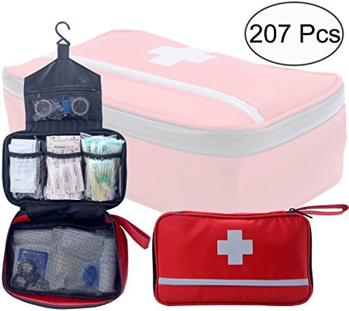 First Aid Kit (207 Pieces) Waterproof Reflective Emergency Medical Bag Complete Emergency Preparedness Kit Equipment Sets for Home, Office, Outdoors, Hiking, Camping, Car, School, Travel