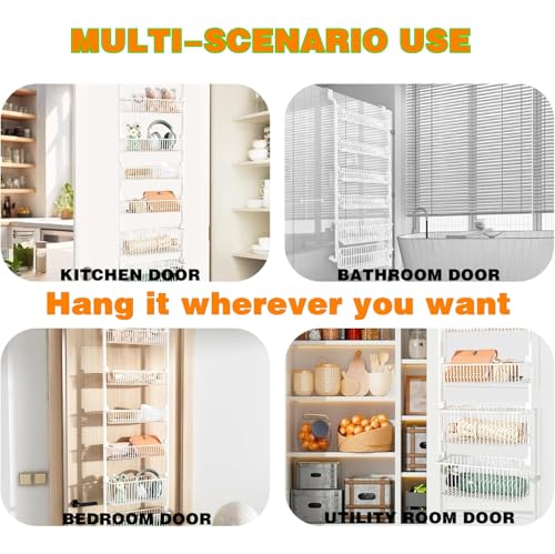 Beauenty Over Door Hanging Pantry Organizer Storage, 6-Tier Organization Rack, Home Bathroom Kitchen Storage Shelves for Cabinet, Large Capacity Hanging Seasoning Organizer, Laundry Room Organization