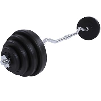 Physionics Curl-Hantelset 23.5 kg mit SZ Hantelstange 120 cm - Curlstange Langhantel Curlhantel Hantelschreibe Schraubverschl