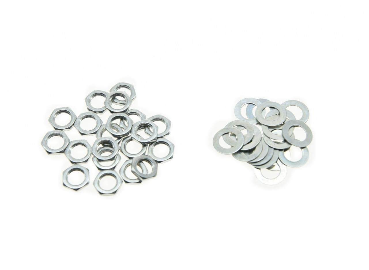 KAISH 20pcs Zinc Metric M7 Guitar Pots Nuts and Washers for Mini 16mm Metric Pots