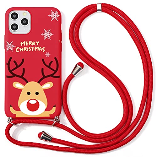 Yoedge Necklace Case for Apple iPhone 6/6s 4.7 Inch with 3D Christmas Pattern Drawing Phone Case with Cord Ultra Thin Soft TPU Shockproof Bumper Christmas Cover with Adjustable Cord, Deer 3