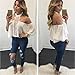 Laimeng, Women Sexy Off Shoulder Long Sleeve Casual Loose T Shirt Tops Blouse (M, White)