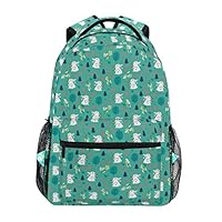 FAKAINU Continuous Cute Rabbit Pattern Small Trees Flowers,High-Capacity Personalized Backpack Shoulder Bag Daypack School Bag Bookbag Travel Bag 16"