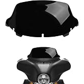 PSLER Motorcycle 10" Wave Windshield Windscreen for Touring 2014-2024 Black | ABS plastic, for touring riding, reduce wind noise, fits 14-24 Electra Street Glide Ultra Limited, clear line of sight
