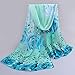Perman Fashion Women Beautiful Rose Pattern Chiffon Shawl Wrap Stole Scarf Scarves (Blue)