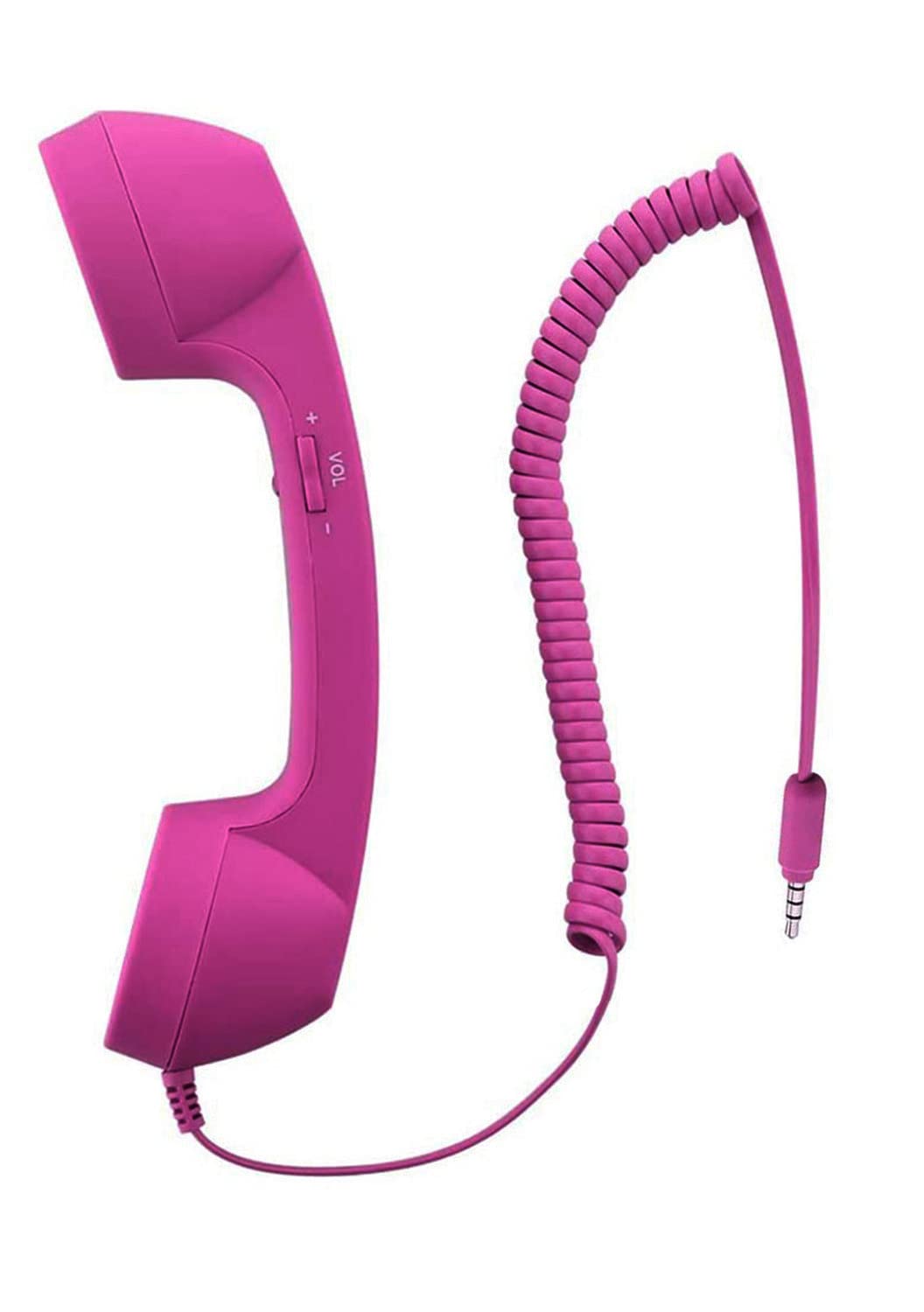 Photo 1 of YTYKINOY Retro 3.5mm Telephone Handset Cell Phone Receiver Mic Microphone Speaker for iPhone iPad Mobile Phones Cellphone Smartphone (Hot Pink)