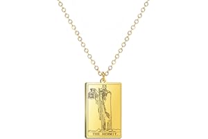 Kkjoy Vintage Tarot Cards Necklace for Women Trendy Tarot Necklace for Teen Girls Stainless Steel Pendant Necklace Gold Silve