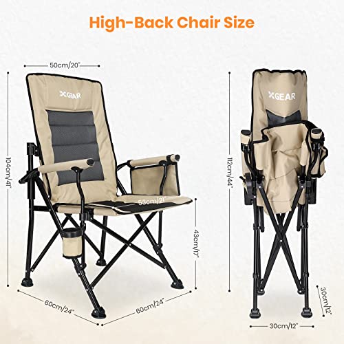 XGEAR Adjustable Oversized Camping Chair High Back Camp Chair Hard Arm