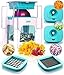 4-in-1 Vegetable Chopper for Onion, Potato, Veggie, Fruit – French Fry Cutter, Dicer, Spiralizer (Turquoise)