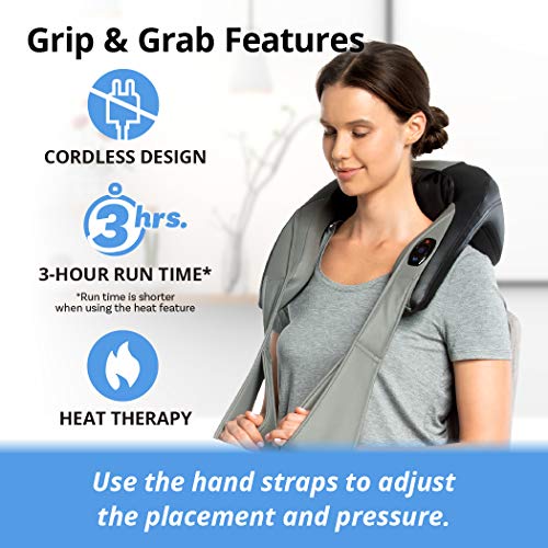 Daiwa Felicity Grip & Grab Neck Rub Massager Cordless with Heat Built-in Trigger Grip 4D Massage Roller Technology