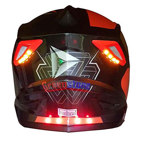 Green Stone Moto G6 Best Smart Dual Bluetooth Helmet with Brake/Indicator Light & Voice Assistance Large 600mm