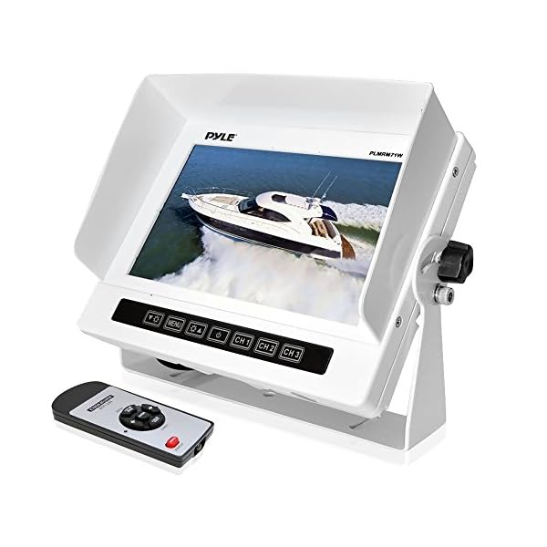 New-Pyle-PLDMR87-15-Din-Marine-Yacht-Waterproof-AMFM-CDDVDMP3-Radio-Stereo-Receiver-Remote-With-4-X-Pyle-PLMR6LE-65-Inch-LED-Light-Marine-Speakers-And-PLMRM71W-Hydra-Series-Marine-Grade-Water-Resistan