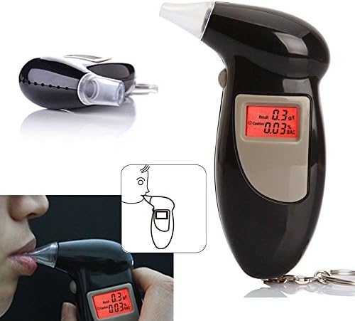 Breathalyzer, TOKI Highly Accurate Result and Fast Respond Speed Alcohol Tester with Semi-conductor Sensor, Professional Digital Breath Analyzer with LCD Digital Display Red Backlight and 5 Mouthpiece