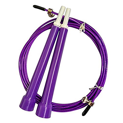 hothuimin Professional Adjustable Steel Wire Jump Rope| 10 Feet | 9 Colors | Best For Cross Training, Double Under, MMA, Skipping, Boxing (Purple)