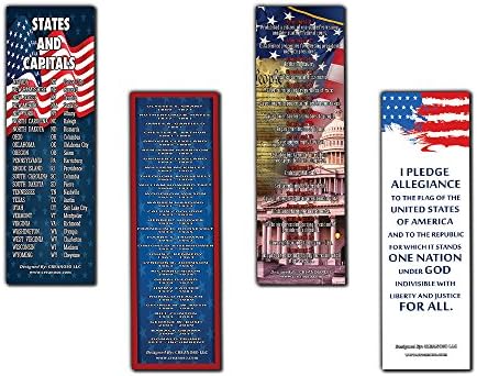 Pack of 4 sturdy bookmarks featuring patriotic designs for the 4th of July.