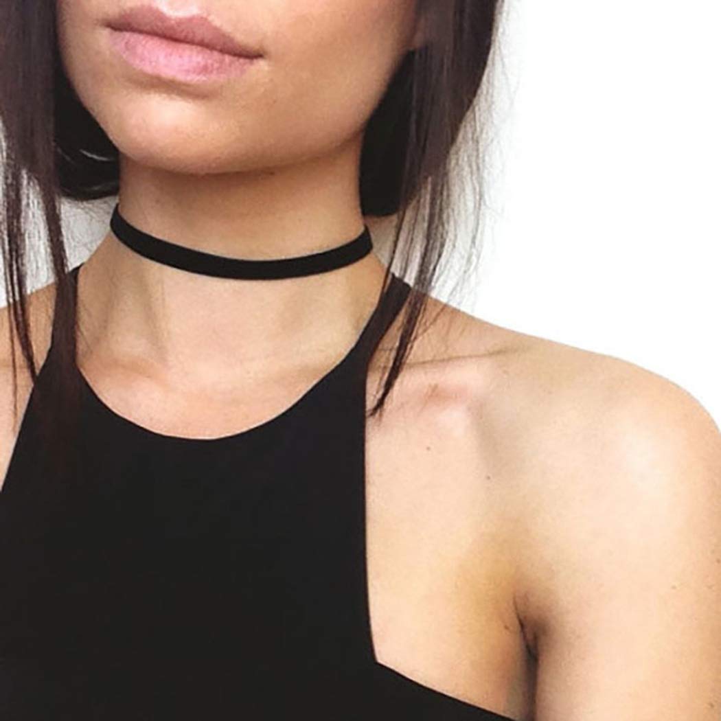 Yienate Fashion Velvet Necklace Choker Chain Velvet Band Necklace for Women and Girls (Gold)