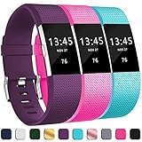 GEAK For Fitbit Charge 2 Bands 3-Pack, Classic Replacement Bands for Fitbit Charge 2, Small Plum Rose Teal