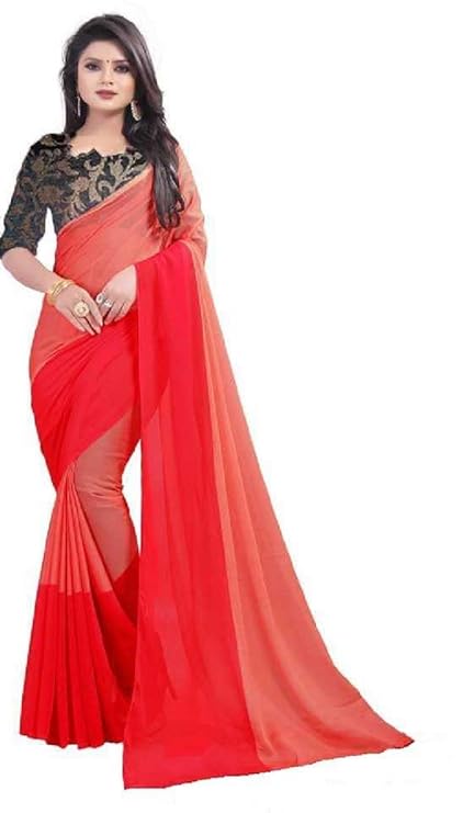 Womens Jacquard Chiffon Saree With Blouse Piece