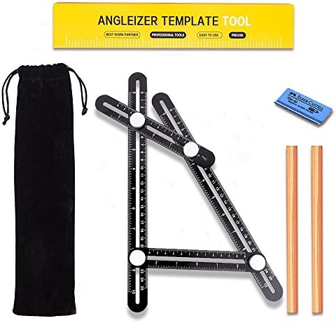 Leafia Ultra Nook Scale Ruler, Full Metal Multi Angle Measuring Tool-Ultimate Angleizer Template Tool-Upgraded Aluminum Alloy Multi Functional Ruler-Black