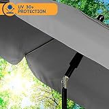 SUNMER 2M Beach Umbrella Large Tilting Parasol with UV Fabric Grey view 3