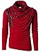 H2H Mens Unique Slim fit Fashionable Designed Shirring Long Sleeve T-shirts RED US M/Asia L (KMTTL0252)