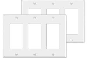 BESTTEN 2 Pack 3-Gang Decorator Wall Plate, Triple Decor Receptacle Outlet Cover, Unbreakable Polycarbonate Light Switch Cove