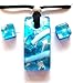 Light Blue Silver Murano Glass Necklace and Earrings Jewelry Set