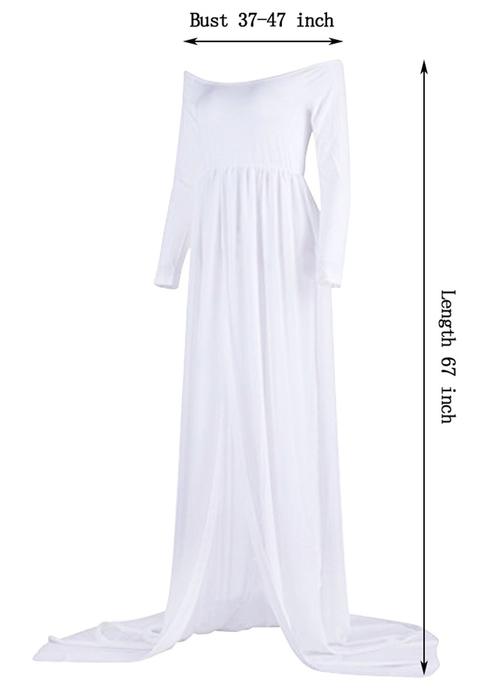 Gititlys Women\'s Maternity Photography Gown Chiffon Split Front Off Shoulder Long Sleeve Maxi Pregnancy Dress For Photo Shoot White