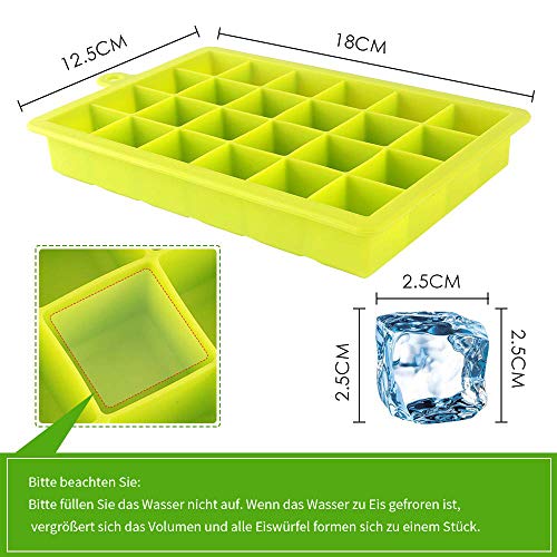 NEWROAD 3 Stück Eiswürfelform Silikon Eiswürfel Form Eiswürfelbehälter Eiswürfelbereiter mit Deckel Ice Tray Ice Cube 24… – Bild 3