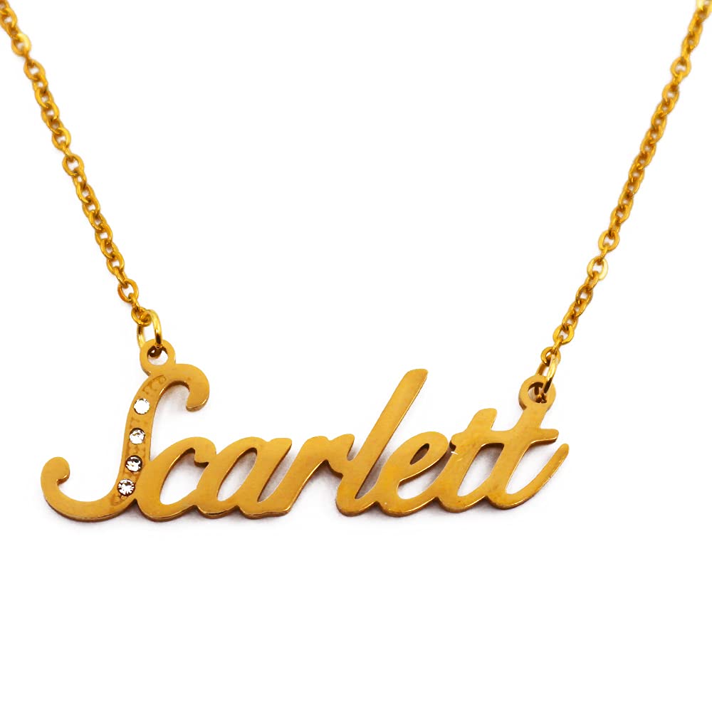 Kigu Name Necklace Scarlett - Gold Tone - Custom Name Necklace - Personalised Jewellery for Ladies- Customised Jewellery for Girls- Custom Pendant Savannah