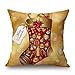 Gold Christmas Bows and Bells Throw Pillow Covers Set of 4 Cotton Linen Decorative Pillow Case for Sofa Christmas Home Cushion Covers 18 x 18 Inches